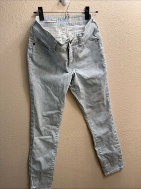 Anthropologie Pilcro Striped Ankle Pants in Light Blue and White